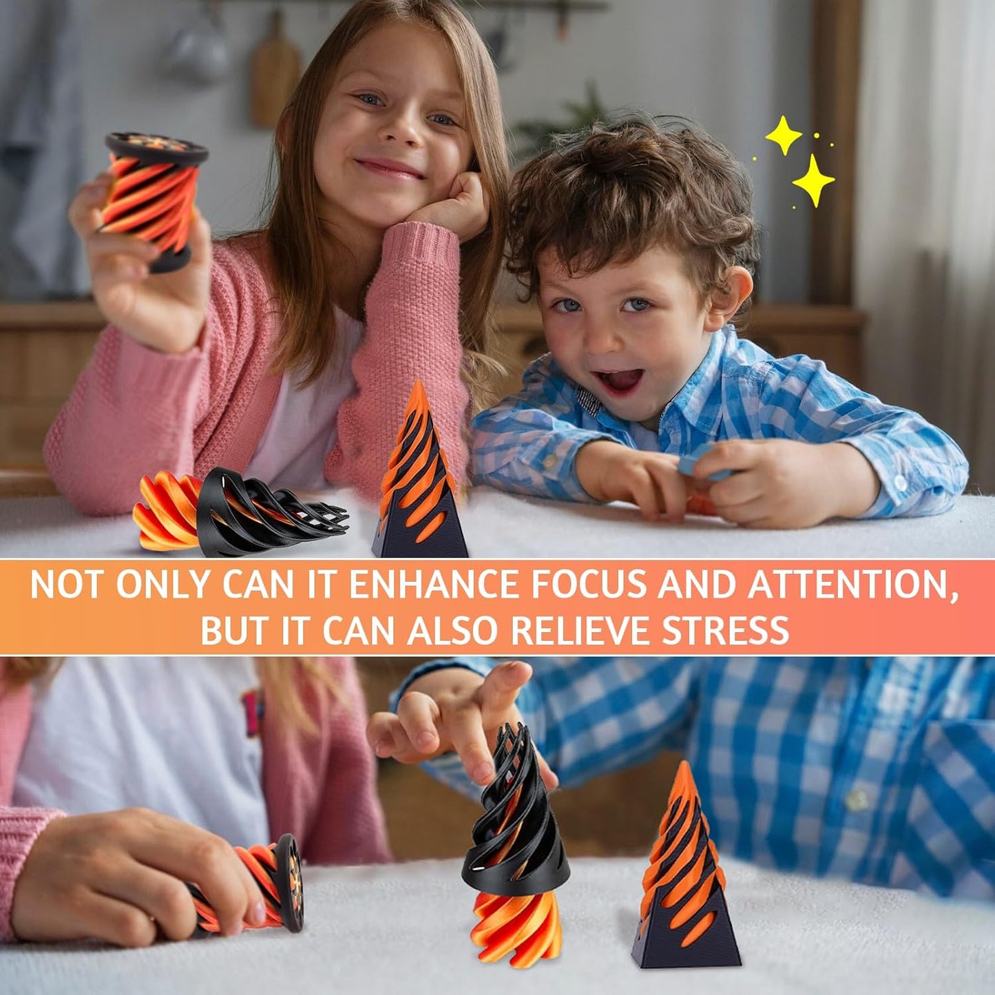 Impossible Pyramid Passthrough Sculpture, 3D Printed Spiral Cone Toys, Spiral Cone Fidget Toy, Anxiety Relief Toy, Pass Through Pyramid Fidget Toy, Mini Vortex Thread Illusion for Adult Children