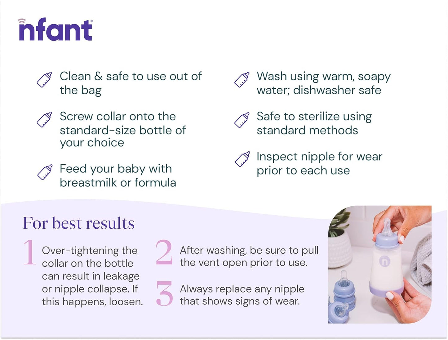 nfant | 3X Standard Flow Nipple, Green (27ml/min), 4-Pack