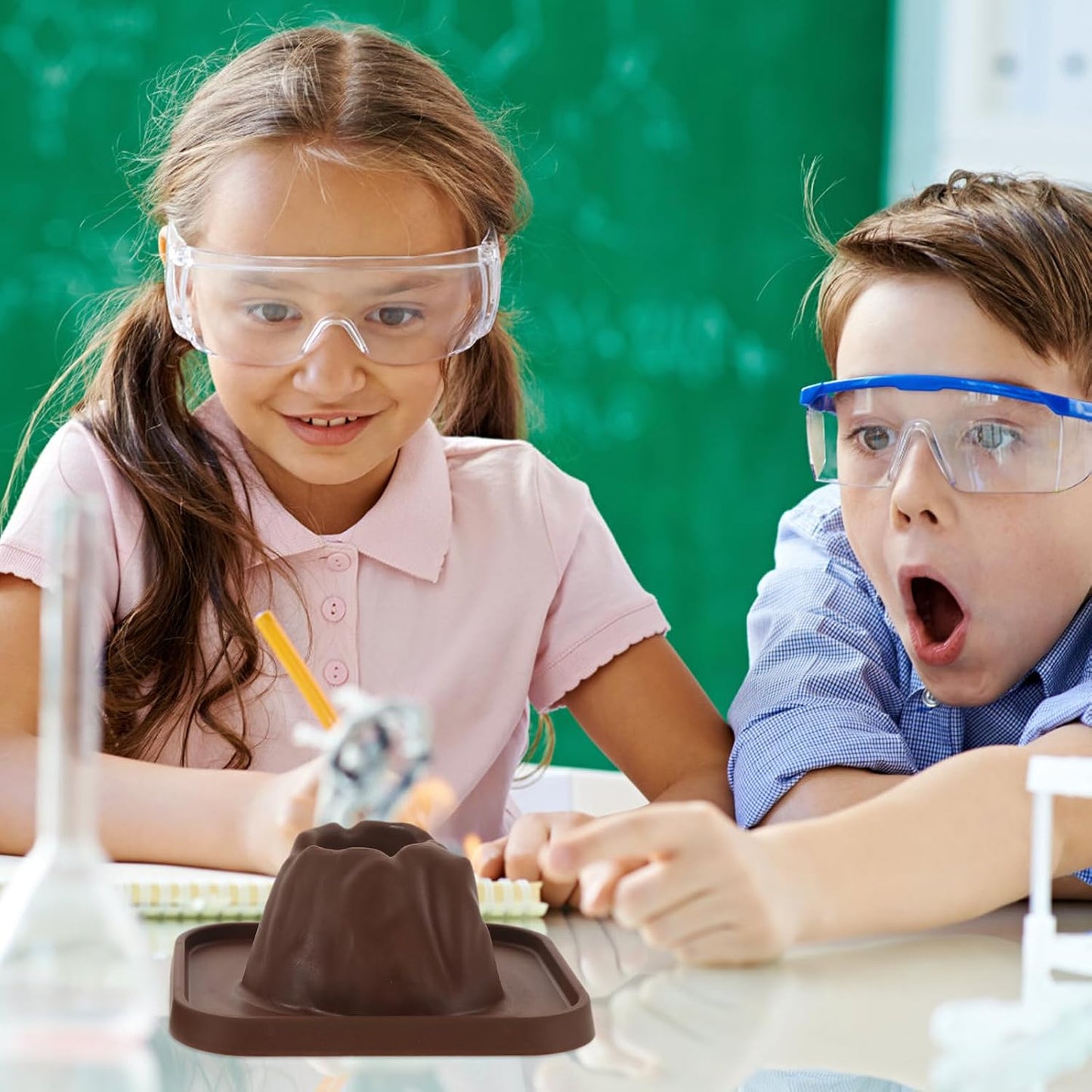 Volcano Science Kit for Kids：School Figure Model Experiment，DIY Demonstration Props Erupting Volcano Toy Fun Educational Science Experiment for Ages 4-6 Perfect for Group Activities and Stem Learning