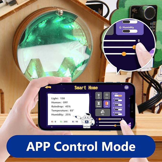 ACEBOTT ESP32 Smart Home IoT Starter Kit, STEM Kit Compatible with Arduino IDE, Stem Toys Coding Kit with House Building, Sensors & App Control, STEM Educational Kit for Kids 12+