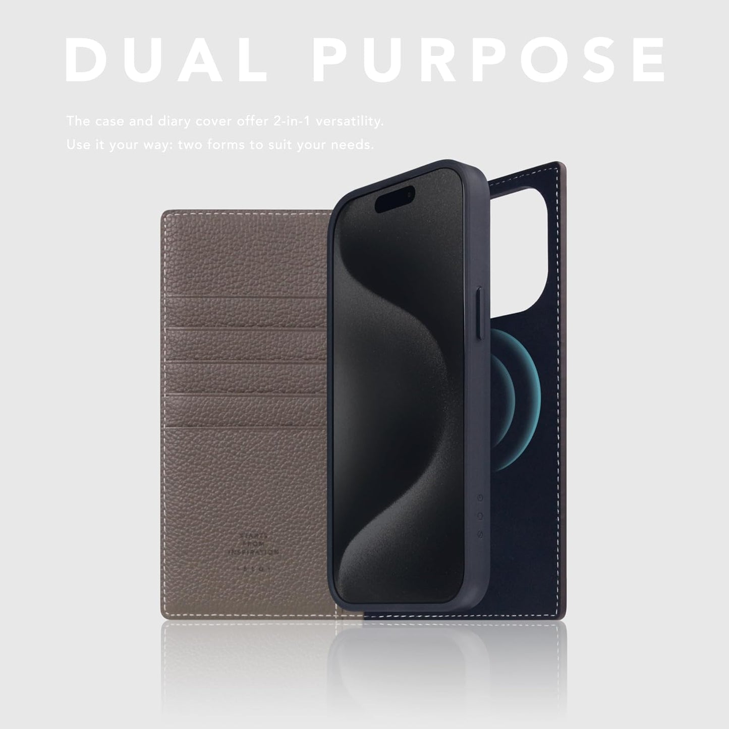 D8 Full Grain Leather Wallet Case for iPhone 15 Pro Max - [2-in-1] Handcrafted Detachable Diary Style with Magnetic MagSafe Back Cover, Gift Box Included (Etoffe Cream)