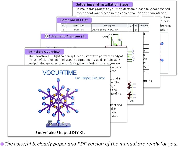 Soldering Practice Kit Snowflake Shaped LED Project Kit for School and Home Teaching Learning Electronic, Ideal Gift for Family and Friends