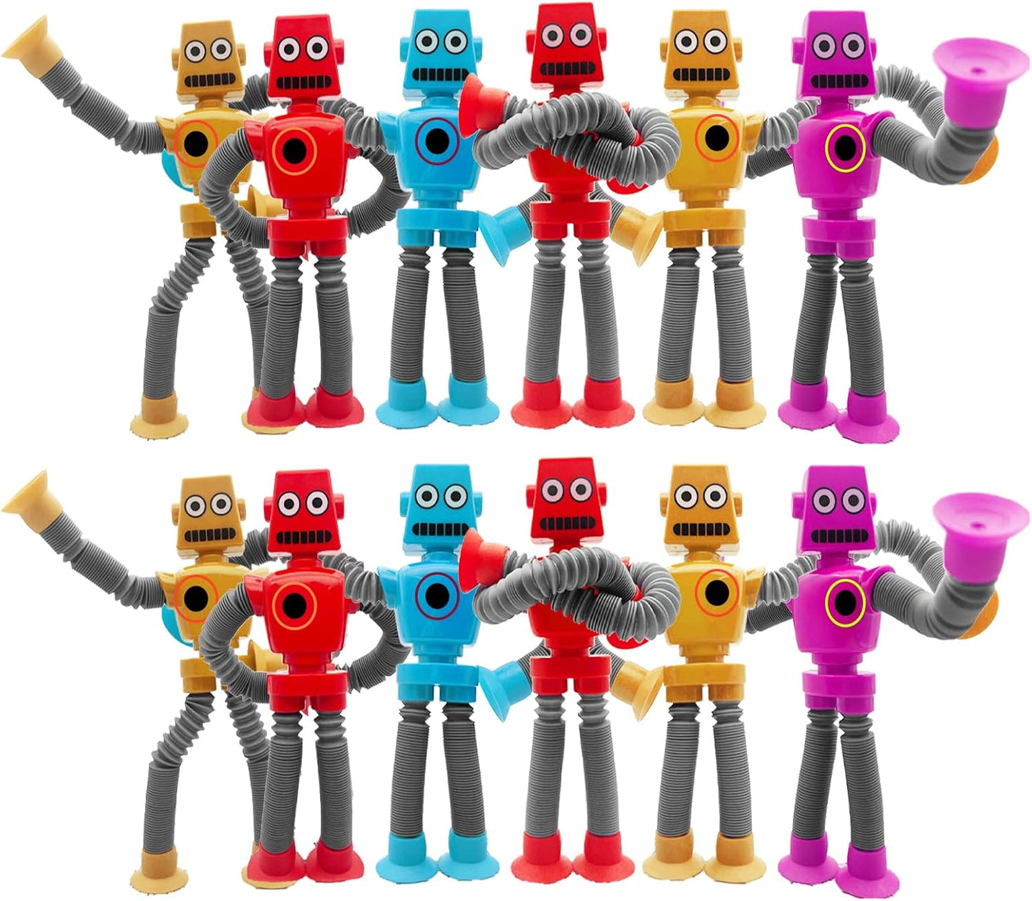8PCS Pop Tubes Suction Cup Robot Toys Robot Pop Tubes Fidget Tubes Sensory Toys Pack Shape Changing Telescopic Tube Imaginative Play Stimulating Creative Learning Fidget Toys for Girls Boys