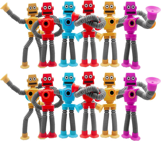 8PCS Pop Tubes Suction Cup Robot Toys Robot Pop Tubes Fidget Tubes Sensory Toys Pack Shape Changing Telescopic Tube Imaginative Play Stimulating Creative Learning Fidget Toys for Girls Boys