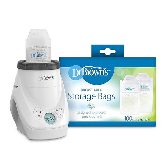 Dr. Brown’s Natural Flow MilkSPA Breastmilk and Bottle Warmer + Breastmilk Storage Bags, 100 Count
