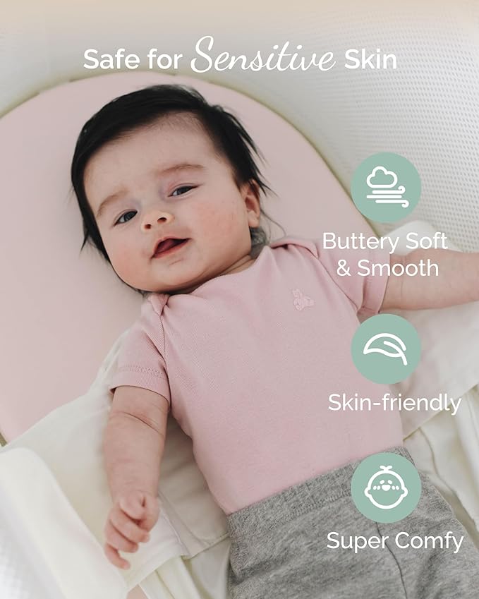 Bassinet Sheets Compatible with Baby Delight Beside Me Dreamer Bassinet, 33x20 for Baby Bedside Sleeper - Buttery Soft, Premium Stretchy Jersey Knit Sheets - Sky + Sage + Cloud, 3 Pack