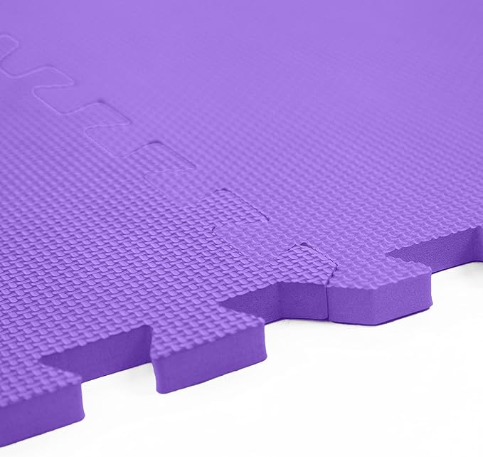 FlooringInc's 1/2" Soft Non-Toxic Baby Play Mat, Toddler Playmat, Colorful Puzzle PlayMat, Floor Mats for Kids & Babies, EVA Foam Interlocking Tiles for Nursery & Playroom | Purple, 35 Tiles, 140 SqFt