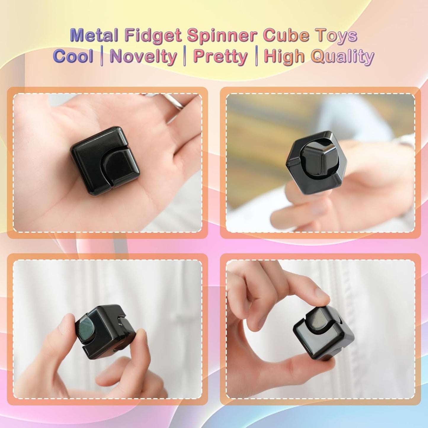 Desk-Fidget-Toys Spinner-Cube: Cool-Gadgets Metal Kinetic-Desk-Toys Office EDC-Toy, ADHD Tools Cool-Stuff Thing Stress Relief Toy Gift for Kids Children Teens Adults Christmas Women Men