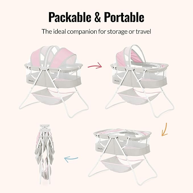 Dream On Me Karley Bassinet in Grey and Pink