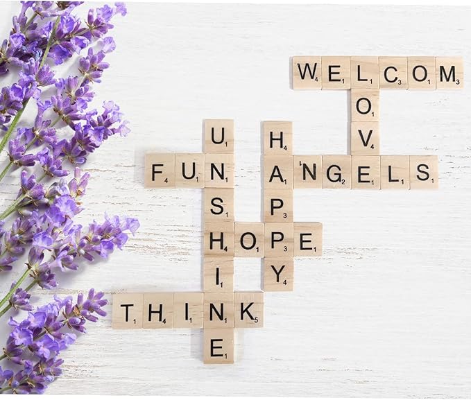 1000 Pieces Letters for Crafts, Wood Tiles, DIY Wood Gift Decoration, Making Alphabet Coasters and Crossword Game