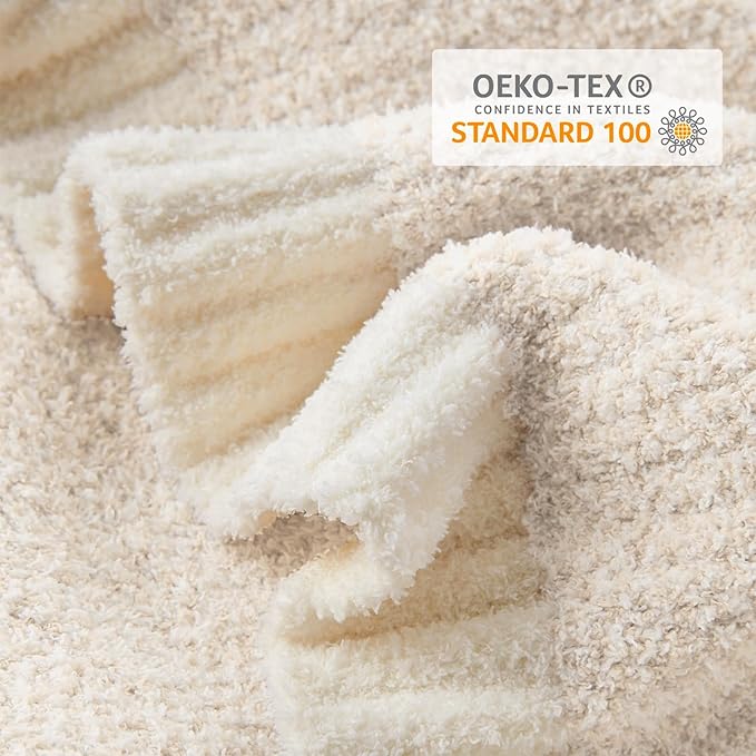 Snuggle Sac Buttery Ivory Bedding Blankets Twin Size 60x80, Super Soft Blankets Warm Cozy Knit Fuzzy Plush Blanket for Sofa, Bed, Living Room, Heather Ivory, 60x80 inches