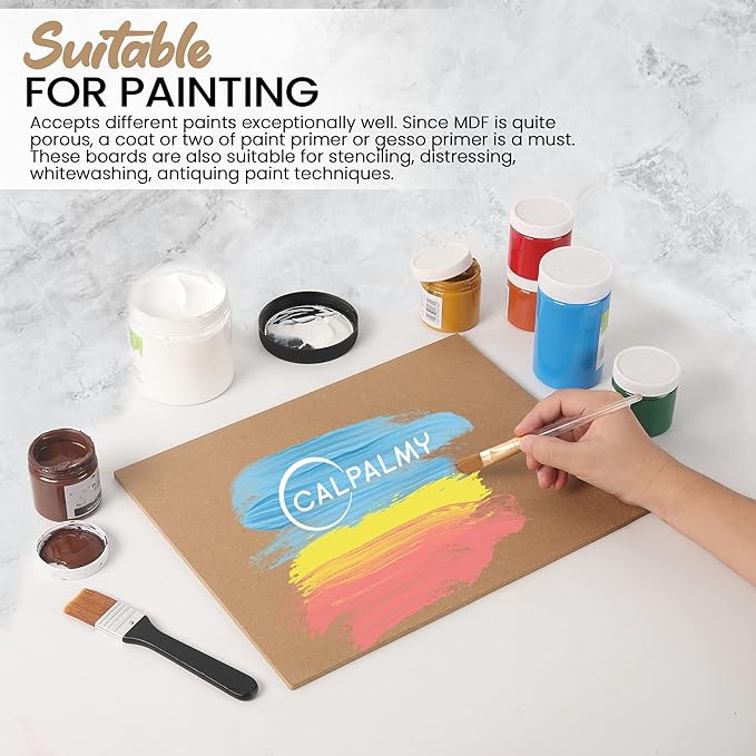 (8-Pack) CalPalmy 11” x 14” MDF Boards - 1/4” Thick Boards for Carpentry, Interior Design, Hobby Crafts, and More - with Smooth, Unfinished Sides and Sanded Edges