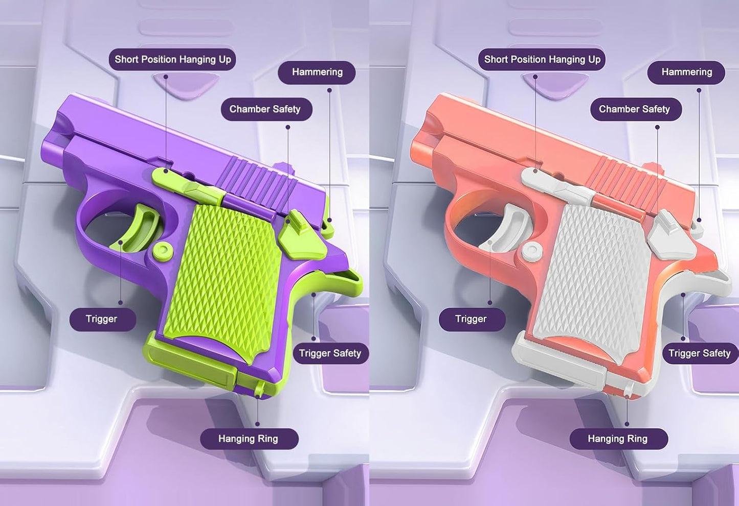 2024 New 1911 Model Radish Fun and Safe Toys,Fidget Toys Suitable for Relieving ADHD and Anxiety,Stress Relief Funny Toys for Adults,The Fun Gift for Adults and Kids (Pink&Purple / 2 PCS Pack)