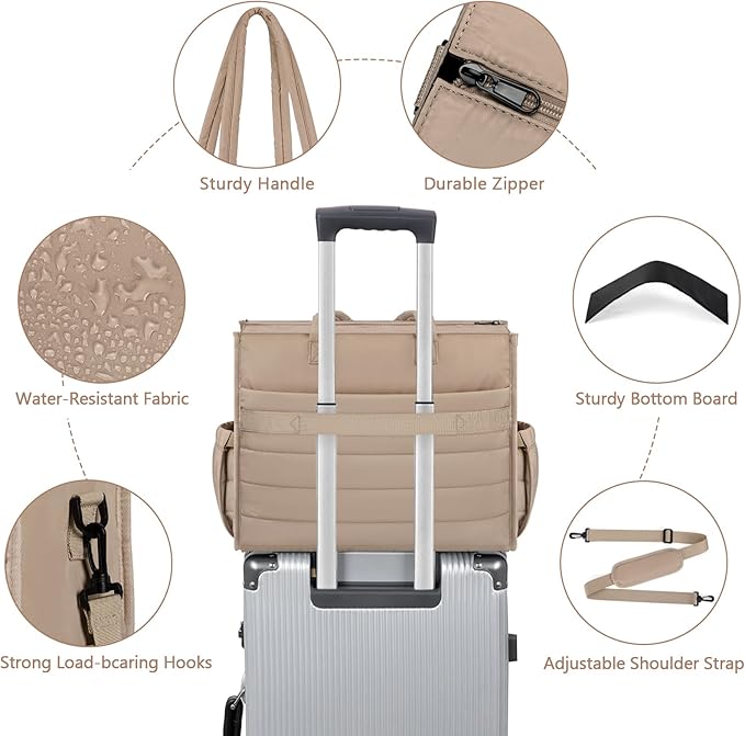 IBFUN Diaper Bag Tote for Baby - Large Baby Bag 4Pcs with Waterproof Changing Pad Pacifier Case, Travel Hospital Mommy Bag