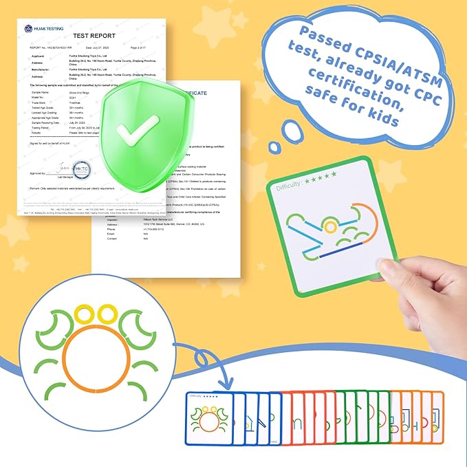 142pcs Wooden Pattern Blocks Shape Puzzles Sticks & Rings Wooden Tangram Puzzle Stem Preschool Brain Teaser Montessori Toys Gift for 3 4 5 Years Old Activity Kids Boy Girl