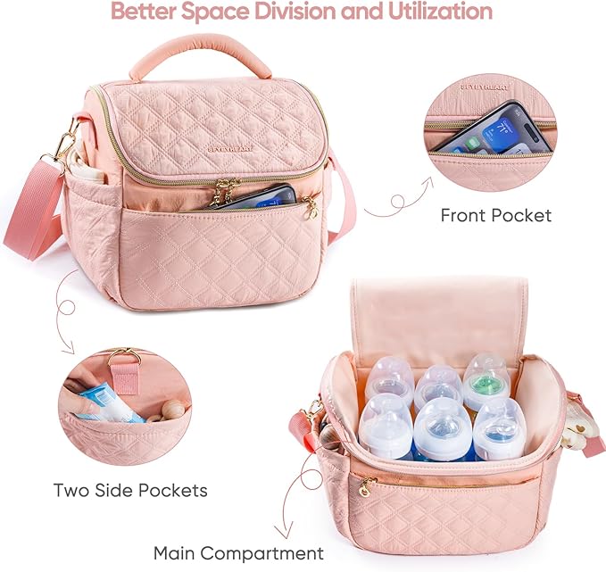 SFYBYHEART Breastmilk Cooler Travel Bag with Ice Pack for 6 Baby Bottles Up to 9 Ounce - Insulated Bottle bag for Daycare - Breastmilk Storage Bag - Baby Bottle Cooler Bag - Bottle Holder