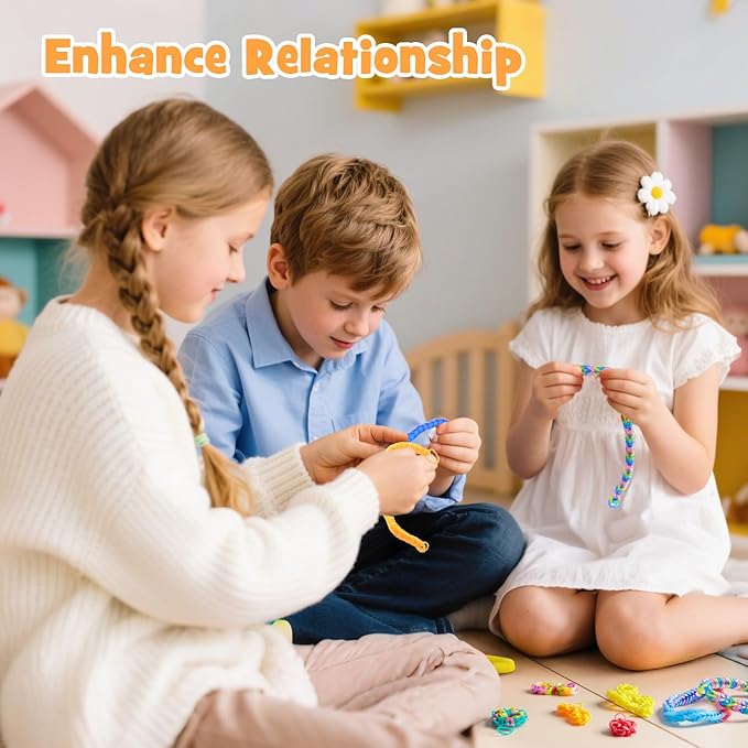 INSCRAFT Rubber Band Refill Kit: 18,950+ Rubber Bands in 37 Colors, S-Clips, Beads, Backpack Hooks, Tassels and More, DIY Friendship Bracelet Making Kits, Christmas Birthday Gift for Kids