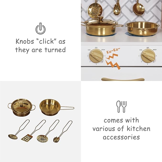 Wooden Play Kitchen Toy Set with Light, Kids Children Pretend Toy Kitchen Playset, Sink Play Toy Oven with Microwave,Toddler Cooking Set Toy for Ages 3+