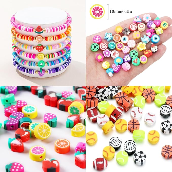 2480pcs Polymer Clay Beads Charms for Bracelets Making Kit Cute Fun Charms Beads Friendship Bracelet Making DIY Arts Crafts Birthday Gifts Toys for Kids Girls Age 6-13