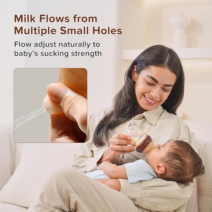 Thyseed PPSU Natural Anti-Colic Baby Bottles | Newborn Breast Like Nursing Bottle for Breastfed Babies with Nipple, (2+ Months 8 Ounce,1 Pack