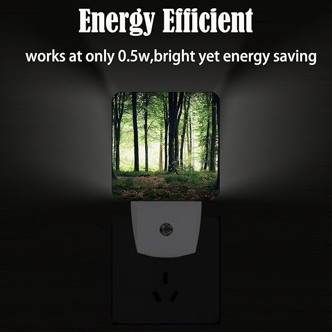 Green Forest Night Light,Plug Into Wall with Dusk to Dawn Light Sensors, Warm Nightlights for Bedroom, Bathroom, Hallway, Kitchen, Gifts Ideal for Boys Girls Women Men
