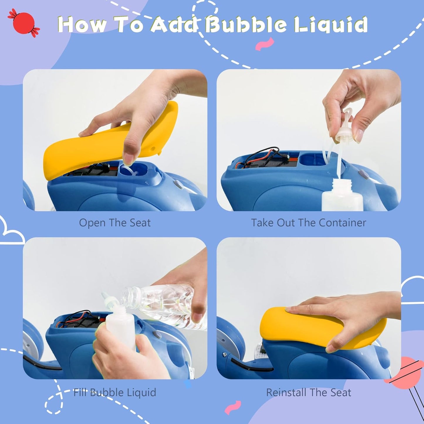 6V Electric Baby Balance Bike with Bubble Machine,4 in 1 Toddler Balance Bike w/Remote for 1 Year Old Boys Girls Kids Bubble Bike Ride on Toys w/Powered Motor,Music,LED Lights (Blue&Red)