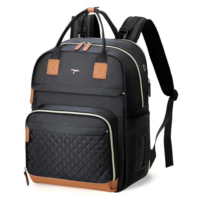 Diaper Bag Backpack - Extra Large Diaper Bag for 2 Kids Twin, Travel Baby Bags for Mom Dad 25-37L Expandable with Changing Pad Earphone Hole, Solid Black