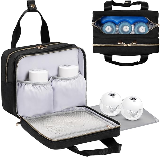 Wearable Breast Pump Travel Bag - Breastmilk Cooler Bag, Portable Pumping Carrying Case Compatible with Momcozy, Elvie, Willow, Medela Wearable Pumps - Includes Waterproof Mat