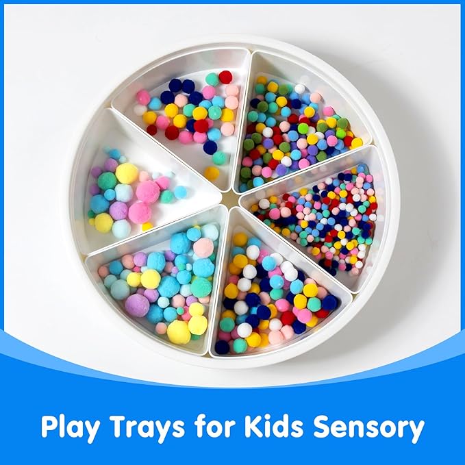 Round Sensory Bin with Lid and Removable Storage Inserts, Large Sensory Tray for Kids, Perfect Play Tray for Toddlers & Educational Activities