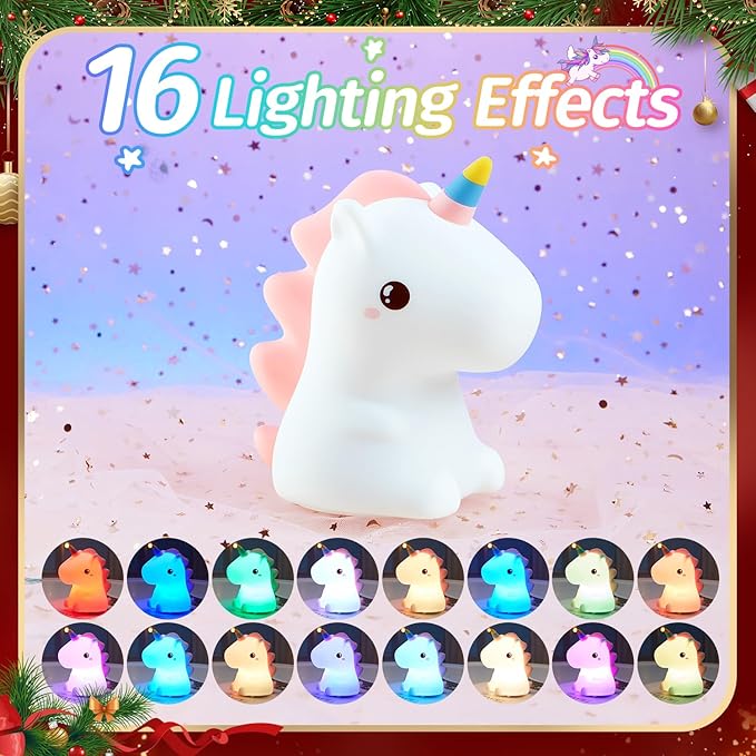 One Fire 【Unicorns Gifts for Girls】 Unicorn Night Light for Kids, 16 Colors & Remote Control Baby Night Light, Rechargeable Unicorn Lamp Girls Night Light, Cute Gifts for Kids Gifts Teen Girl Gifts