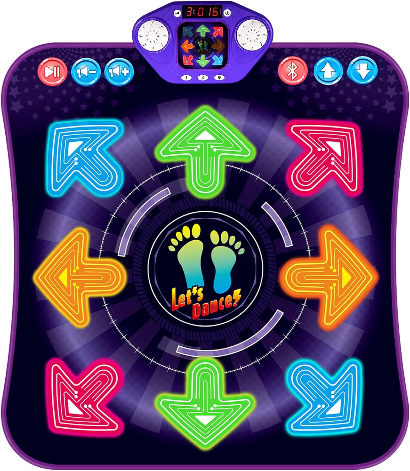 Dance Mat Toys for 3-12 Year Old Kids, Light Up 8 Buttons Dance Mats with Bluetooth, Music Dance Game Toy with 7 Game Modes, Christmas Birthday Gifts for 3 4 5 6 7 8 9 10+ Year Old Girls Boys