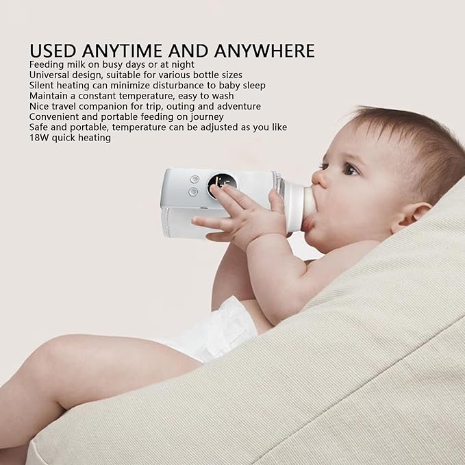 USB Powered Baby Bottle Warmer, 18W Fast Heating Adjustable Constant Temperature Portable Bottle Warmer Universal for Home and Travel (Type 1)