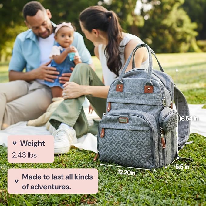 BabbleRoo Diaper Bag Backpack - Baby Essentials Travel Tote - Multi Function Water Resistant Diaper Bag, Travel Essentials Baby Bag with Changing Pad, Stroller Straps & Pacifier Case - Unisex, Black