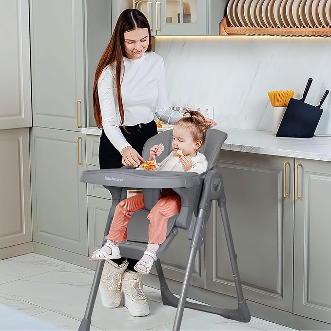 4 in 1 High Chairs for Babies and Toddlers, Foldable Baby High Chairs, Feeding and Eating Seat Highchair with 4 Levels of Recline and 7 Levels of Height Adjustment, Starry Gray