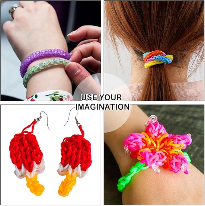 INSCRAFT 18975+ Loom Rubber Bands Kit in 37 Colors, 600 S-Clips, 252 Beads, 10 Backpack Hooks, 8 Crochet Hooks, 5 tassels and Letter Stickers, Bracelet Making Kit for Kids