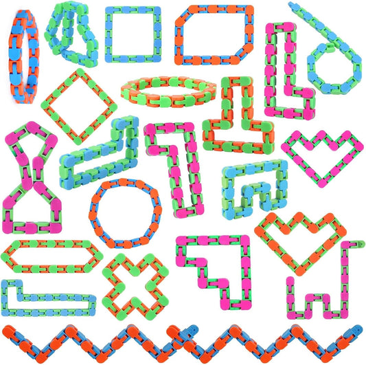 Woosir 24 Pack Wacky Tracks Fidget Toys Sensory Toys Gifts for Kids Classroom Back to School Gifts for Students Birthday Party Favors Goodie Bags Fillers Snake Click Toys Autism Stress Relief Adults