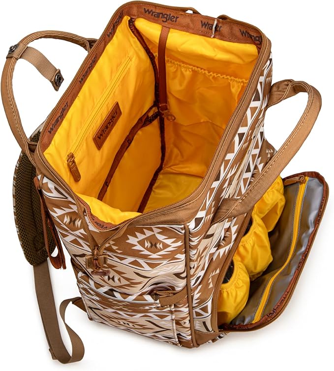 Wrangler Aztec Backpack Multifunction Baby Travel Bag with Changing Pad, Stroller Straps and Pacifier Case WG2204-91103TN