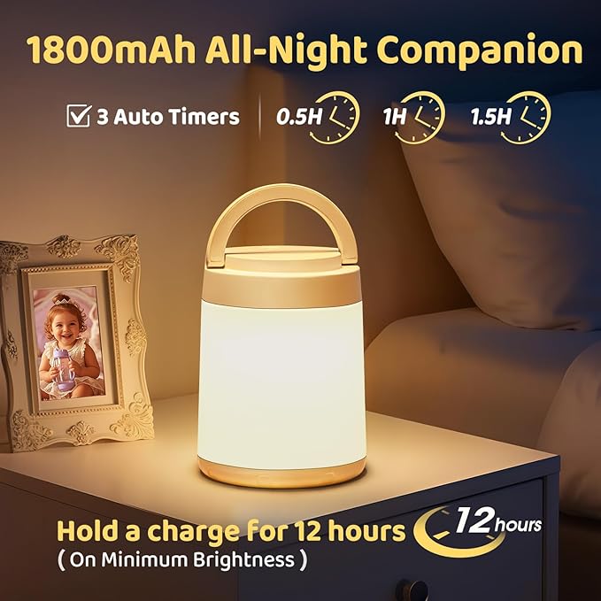 Night Light for Kids,10 Colors+8 Dimmable Baby Night Lights for Nursery Lamp,Portable+Remote+Touch Nightlight for Kids Room,1800mAh Rechargeable night light for Breastfeeding,Red Toddler Night Light