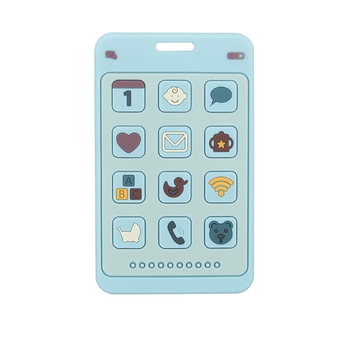 Soft Silicone Phone Shape Teether Boys Girls Baby Molar Teether Chew Toys, Teething Toy (Blue)