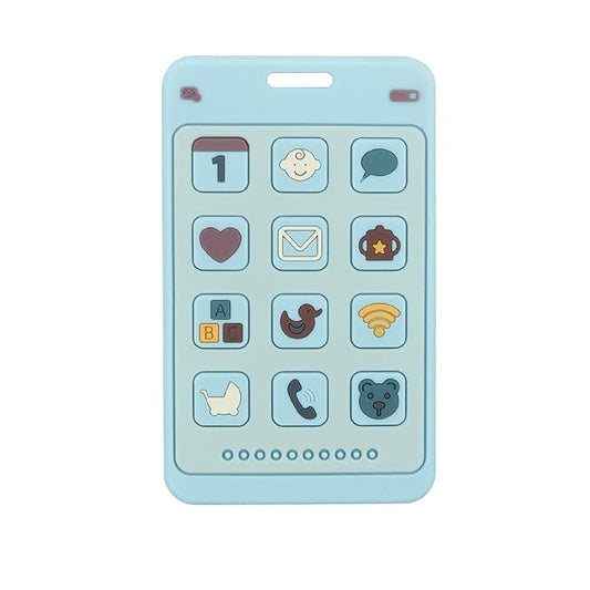 Soft Silicone Phone Shape Teether Boys Girls Baby Molar Teether Chew Toys, Teething Toy (Blue)