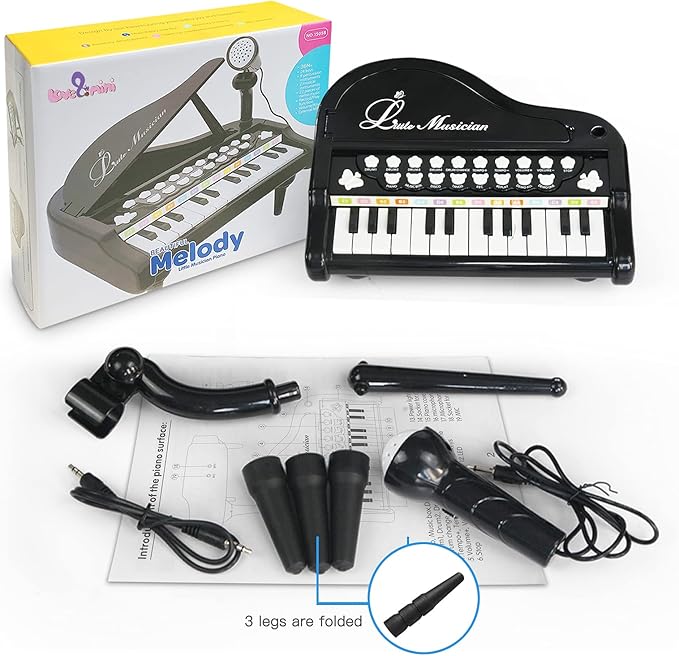 Love&Mini Toy Piano for Toddler - Birthday Gift for 1 2 3 4 Year Old Girls and Boys, 24 Keys Multi-Functional Baby Piano Toy with Microphone