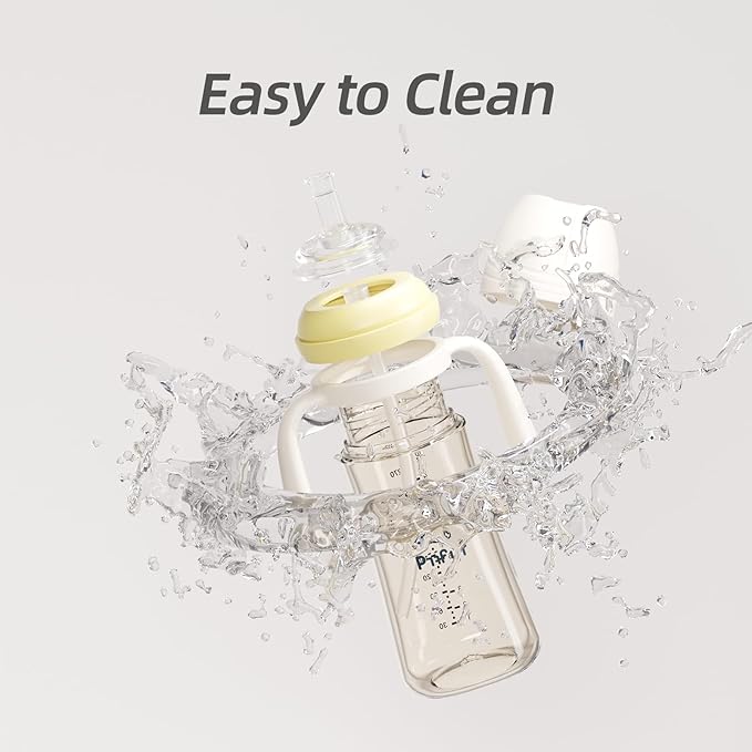 Piifur Sippy Cups for Toddlers 1-3 No Spill Straw with Handle Water Bottle 2 Pack 10 Ounce