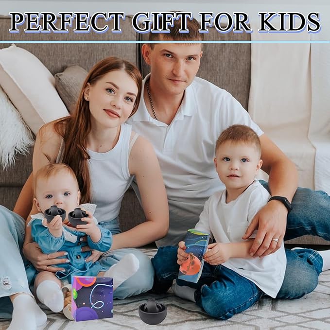 Fidget Toys Adults Pack, 4PC Black Fidget Spinner Set for Kids, Sensory Toys Boys Girls Teens Christmas Stocking Stuffers Party Favors, ADHD Autism Stress Relief Finger Toys, Gift for New Year