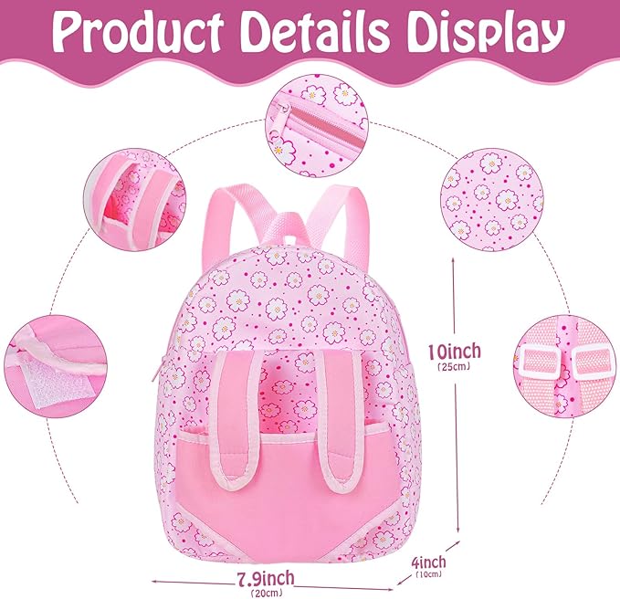 12 Inch Baby Dolls with Backpack Carrier Can Store Doll Clothes and Accessories,12" Reborn Baby Doll Set in Gift Box with Feeding Bottle Nipple Diaper for Kids Toddler Age 3+