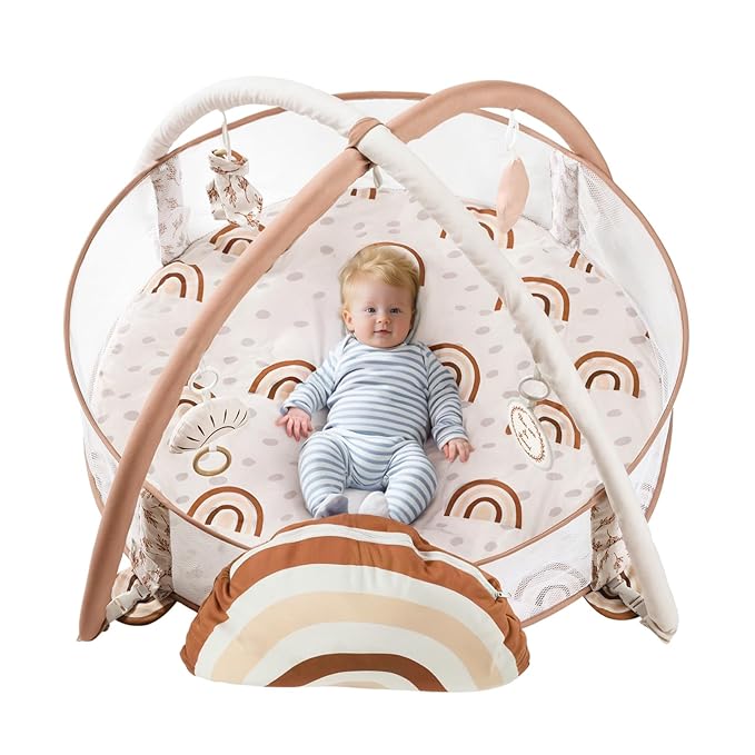 Crisschirs 6-in-1 XL Large Baby Gym & Ball Pit, Play Mat & Play Gym, Combination Baby Activity Gym with Milestone Cards for Sensory Exploration and Motor Skill Development, Balls are not Included