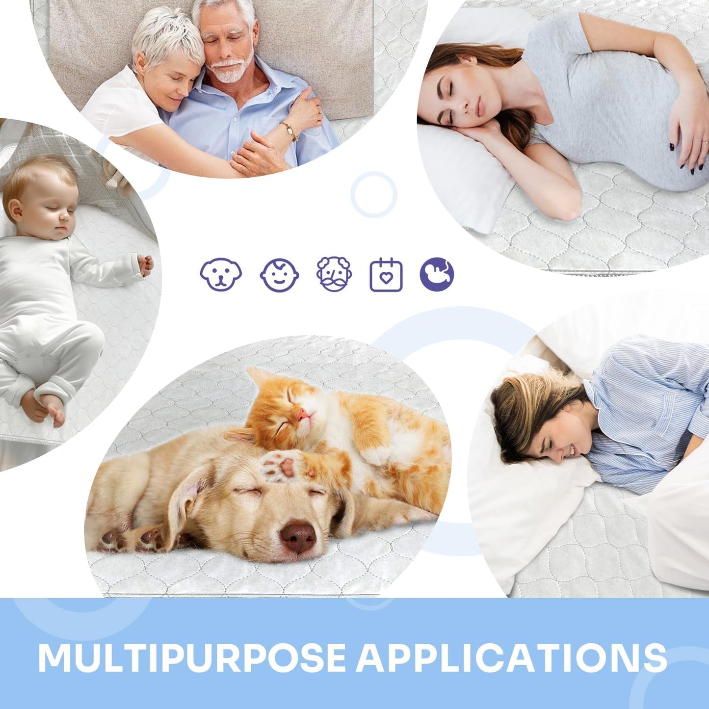 Heavy Absorbency Bed Pads, Washable and Reusable Incontinence Underpads, 34"X52" (1 Pack), Waterproof Sheet and Mattress Protectors