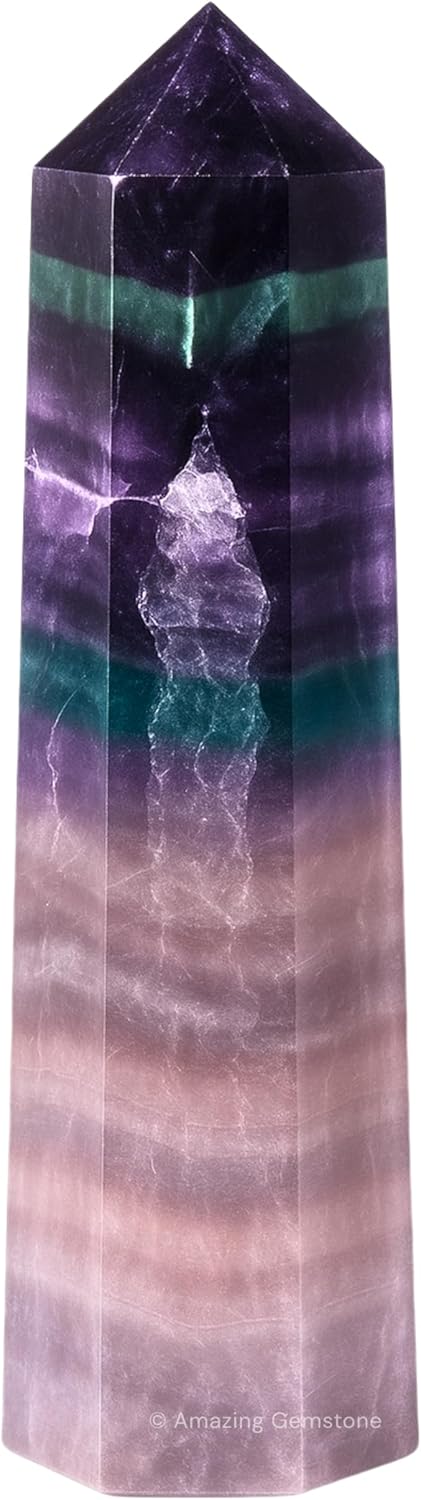 Amazing Gemstone Fluorite Crystal Towers - Natural Healing Crystal Point Obelisk for Reiki Healing and Crystal Grid (3 Inch)