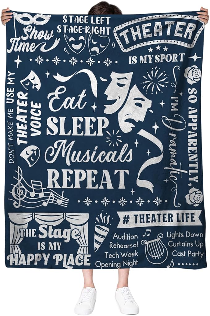 Broadway Blanket Gifts, Musical Theater Gifts for Lovers, Broadway Musical Gift for Theater Kids, Christmas Birthday Gift Blanket for Women Men, 50" x 60"