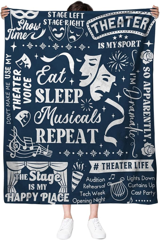 Broadway Blanket Gifts, Musical Theater Gifts for Lovers, Broadway Musical Gift for Theater Kids, Christmas Birthday Gift Blanket for Women Men, 50" x 60"