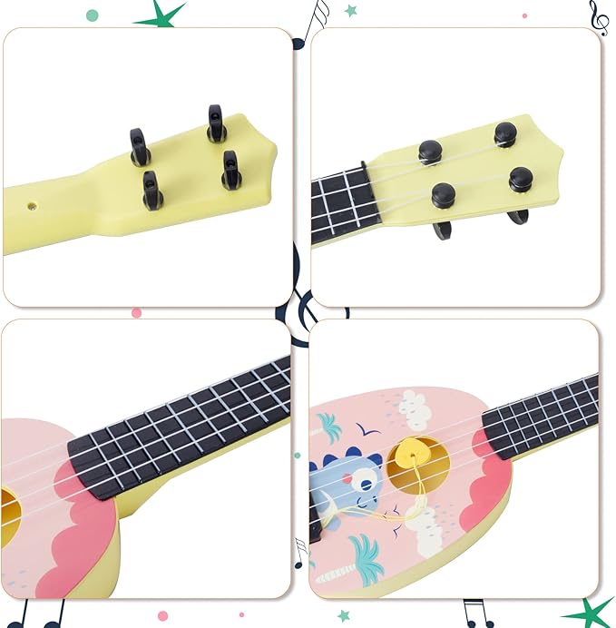 YOLOPLUS+ 17 Inch Toddler Ukulele Guitar Toy 4 Strings Mini Guitar for Kids - Children Musical Instruments Educational Learning Toy (17 inch Pink Color)
